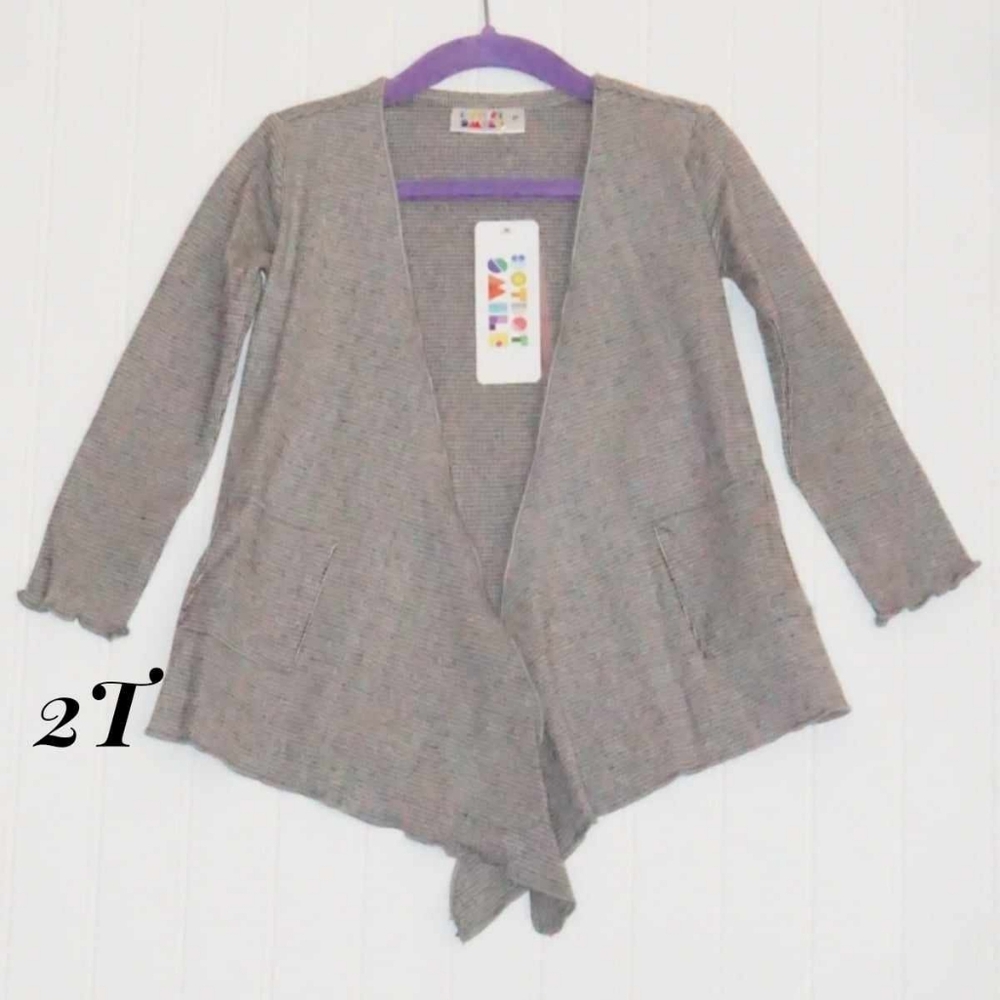 2T Dot Dot Smile Gray open cardigan NWT
